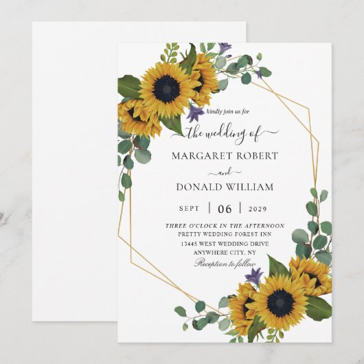 Sunflower Rustic Geometric Gold Kaart (Voorkant / Achterkant)