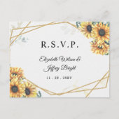 Sunflower Rustic Geometric Gold Wedding RSVP Uitnodiging Briefkaart (Voorkant)
