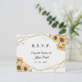 Sunflower Rustic Geometric Gold Wedding RSVP Uitnodiging Briefkaart (Staand voorkant)