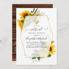 Sunflower Rustic Geometric Online Virtual Wedding Kaart