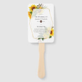 Sunflower Rustic Geometric Wedding Programme Handwaaier (Voorkant)