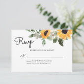 Sunflower Rustic Greenery RSVP-kaart RSVP Kaartje (Staand voorkant)
