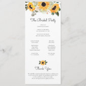 Sunflower Rustic Greenery Wedding Programme Programmakaart (Achterkant)