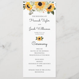 Sunflower Rustic Greenery Wedding Programme Programmakaart