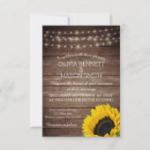 Sunflower Rustic Mason Jar lit Wedding Invitation Kaart (Voorkant)