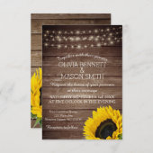Sunflower Rustic Mason Jar lit Wedding Invitation Kaart (Voorkant / Achterkant)