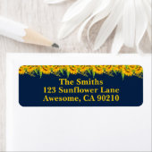 Sunflower Rustic Navy Wedding Return Label (Insitu)