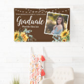 Sunflower Rustic Photo String Lights Afstuderen Spandoek (Insitu)