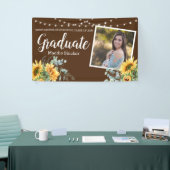 Sunflower Rustic Photo String Lights Afstuderen Spandoek (Beurs)