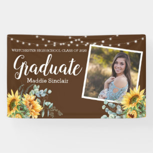 Sunflower Rustic Photo String Lights Afstuderen Spandoek
