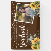 Sunflower Rustic Photo String Lights Afstuderen Spandoek (Verticaal)