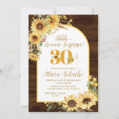 Sunflower Rustic Sorpresa Verjaardag Uitnodiging (Voorkant)