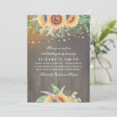 Sunflower Rustic String Lights Wood Verjaardagsfee Kaart (Staand voorkant)