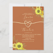 Sunflower Rustic Terracotta Wedding Invitation Kaart (Voorkant)