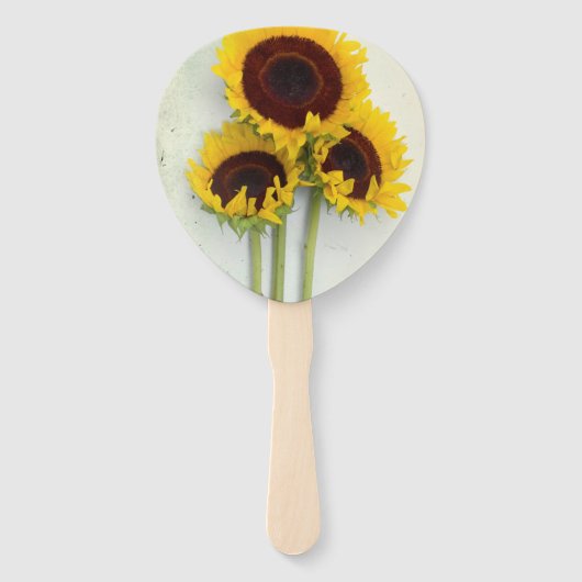 Sunflower Rustic Wedding Handwaaier (Achterkant)
