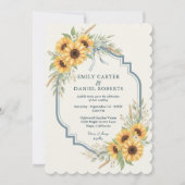 Sunflower Rustic Wedding Invitation Floral Kaart (Voorkant)