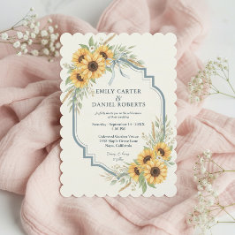 Sunflower Rustic Wedding Invitation Floral Kaart