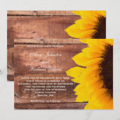 Sunflower Rustic Wedding Invitation Kaart (Voorkant / Achterkant)