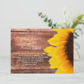 Sunflower Rustic Wedding Invitation Kaart (Staand voorkant)