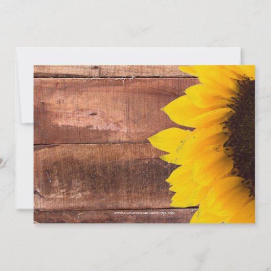 Sunflower Rustic Wedding Invitation Kaart (Achterkant)