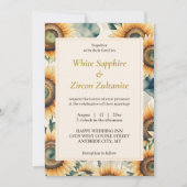 Sunflower Rustic Wedding Invitation Kaart (Voorkant)