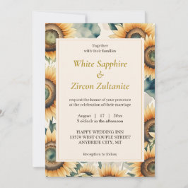 Sunflower Rustic Wedding Invitation Kaart