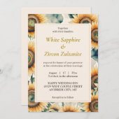 Sunflower Rustic Wedding Invitation Kaart (Voorkant / Achterkant)