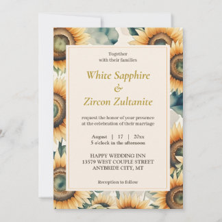 Sunflower Rustic Wedding Invitation Kaart
