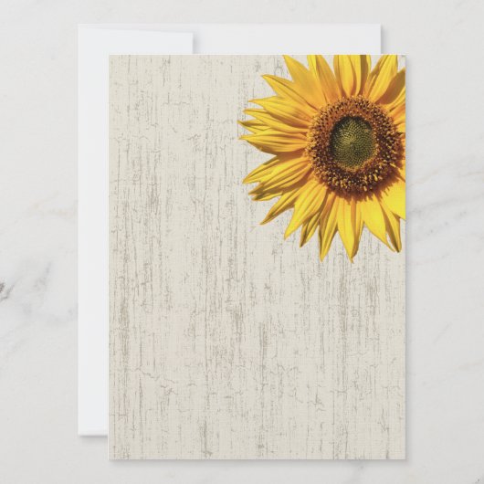 Sunflower Rustic Wedding Kaart (Achterkant)