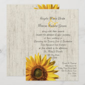 Sunflower Rustic Wedding Kaart (Voorkant / Achterkant)