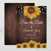 Sunflower Rustic Wedding Save the Date Invitation (Voorkant / Achterkant)