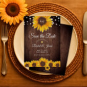 Sunflower Rustic Wedding Save the Date Invitation