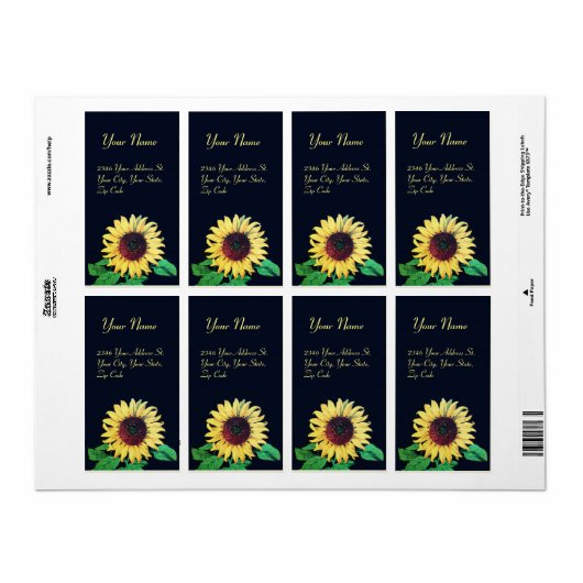 SUNFLOWER Rustic Wedding Summer Party Etiket (Full Sheet)