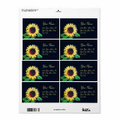 SUNFLOWER Rustic Wedding Summer Party Etiket (Full Sheet)