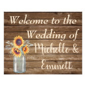 Sunflower Rustic Wedding Welcome Sign, Rustic Foto Afdruk (Voorkant)