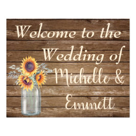 Sunflower Rustic Wedding Welcome Sign, Rustic Foto Afdruk