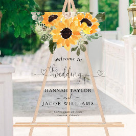 Sunflower Rustic Wedding Welkom Acryl Bord