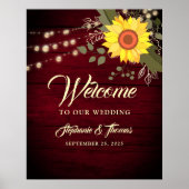 Sunflower Rustic Wedding Welkom Poster (Voorkant)