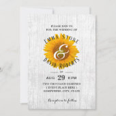 Sunflower Rustic White Barn Wood Wedding Kaart (Voorkant)