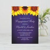 Sunflower Rustic Wood Engagement Party Kaart (Staand voorkant)