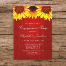 Sunflower Rustic Wood Engagement Party Kaart