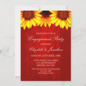 Sunflower Rustic Wood Engagement Party Kaart (Voorkant)