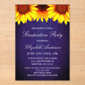 Sunflower Rustic Wood Graduation Party Acryl Uitnodigingen (Voorkant)