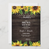 Sunflower Rustic Wood String Engagement Party Kaart (Voorkant)