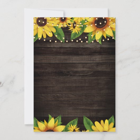 Sunflower Rustic Wood String Engagement Party Kaart (Achterkant)
