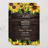 Sunflower Rustic Wood String Engagement Party Kaart (Voorkant / Achterkant)