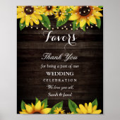 Sunflower Rustic Wood String Lights Wedding Favors Poster (Voorkant)