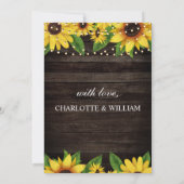 Sunflower Rustic Wood String Rehearsal Dinner Kaart (Achterkant)