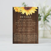 Sunflower Rustic Wood Waterverf Weekend Details Informatiekaartje (Staand voorkant)