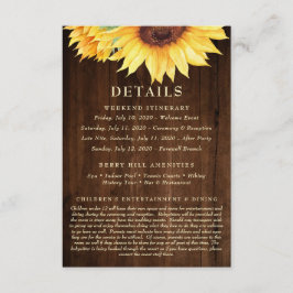 Sunflower Rustic Wood Waterverf Weekend Details Informatiekaartje